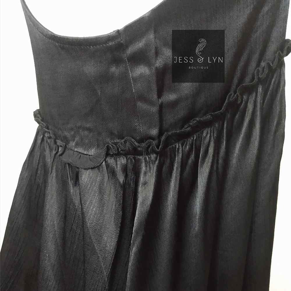 🆕 Black Flowy Babydoll Boho Tank w/Adjustable Straps - Picture 8 of 16